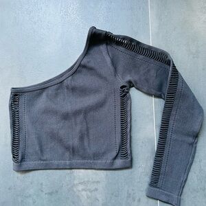 Black One-Shoulder Crop Top